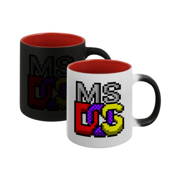MsDos, Κούπα Μαγική εσωτερικό κόκκινο, κεραμική, 330ml που αλλάζει χρώμα με το ζεστό ρόφημα