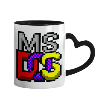 MsDos, Mug heart black handle, ceramic, 330ml