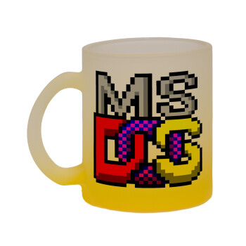 MsDos, Κούπα γυάλινη δίχρωμη με βάση το κίτρινο ματ, 330ml