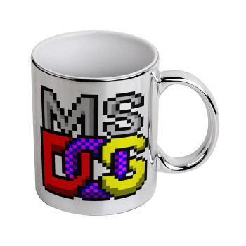 MsDos, Mug ceramic, silver mirror, 330ml