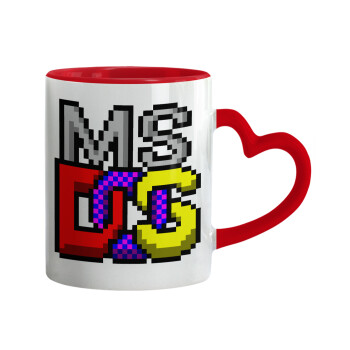 MsDos, Mug heart red handle, ceramic, 330ml