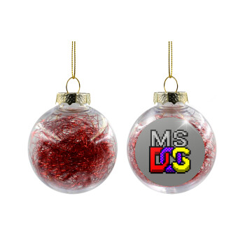 MsDos, Χριστουγεννιάτικη μπάλα δένδρου διάφανη με κόκκινο γέμισμα 8cm