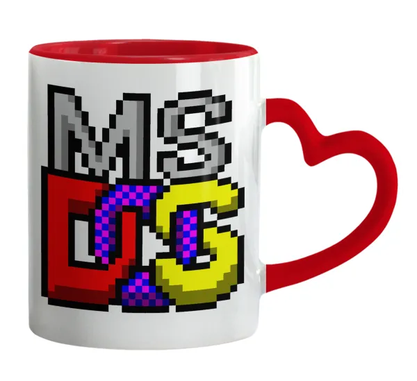 MsDos — Κούπα καρδιά χερούλι κόκκινη, κεραμική, 330ml