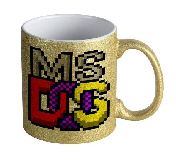 MsDos — Κούπα Χρυσή Glitter που γυαλίζει, κεραμική, 330ml