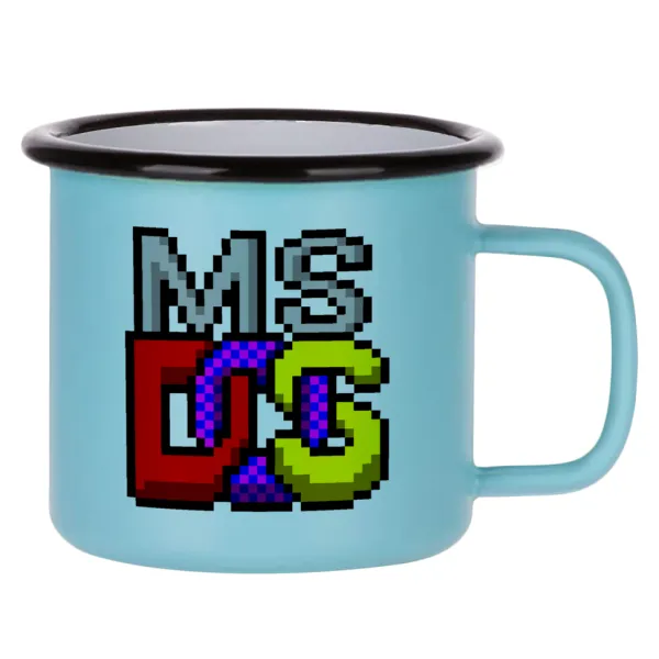 MsDos — Κούπα Μεταλλική εμαγιέ ΜΑΤ σιέλ 360ml