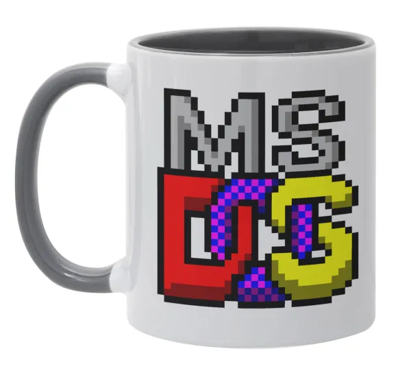 MsDos — Κούπα χρωματιστή γκρι, κεραμική, 330ml