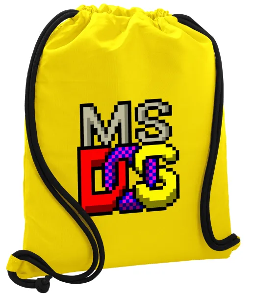 MsDos — Τσάντα πλάτης πουγκί GYMBAG Κίτρινη, με τσέπη (40x48cm) & χονδρά κορδόνια