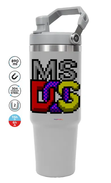 MsDos — GREY Travel Tumbler with Handle 890ml