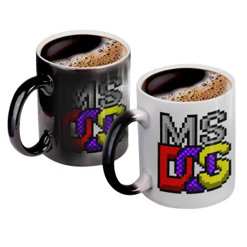 MsDos, Color changing magic Mug, ceramic, 330ml when adding hot liquid inside, the black colour desappears (1 pcs)