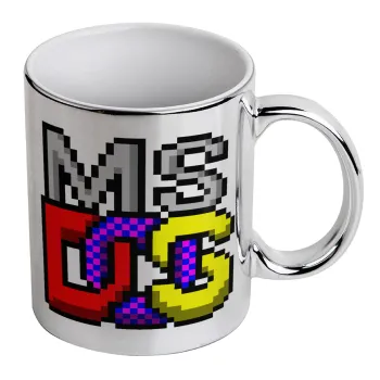 MsDos, Mug ceramic, silver mirror, 330ml