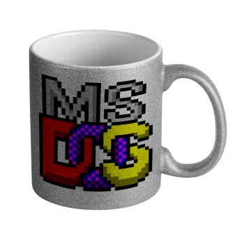 MsDos, Κούπα Ασημένια Glitter που γυαλίζει, κεραμική, 330ml