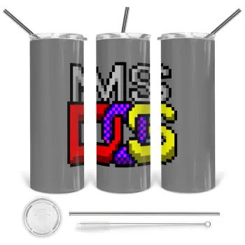 MsDos, Tumbler stainless steel 600ml, with metal straw & cleaning brush