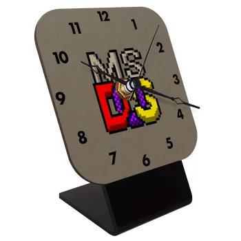 MsDos, Quartz Table clock in natural wood (10cm)
