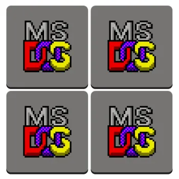 MsDos, ΣΕΤ 4 Σουβέρ ξύλινα τετράγωνα (9cm)