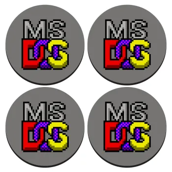 MsDos, SET of 4 round wooden coasters (9cm)