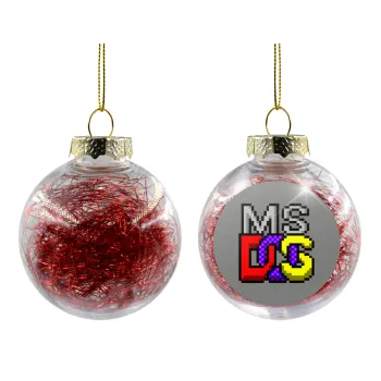 MsDos, Transparent Christmas tree ball ornament with red filling 8cm