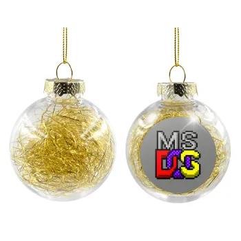 MsDos, Transparent Christmas tree ball ornament with gold filling 8cm