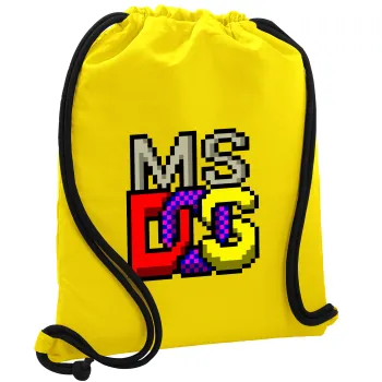 MsDos, Backpack pouch GYMBAG Yellow, with pocket (40x48cm) & thick cords