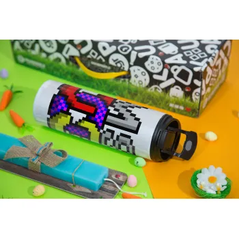 MsDos, Πασχαλινή Λαμπάδα με Travel Tumbler θερμό με διπλό καπάκι (600ml, BPA free) & κερί αρωματικό πλακέ (30cm) (ΤΙΡΚΟΥΑΖ)