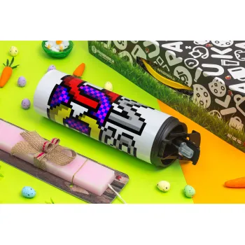 MsDos, Πασχαλινή Λαμπάδα με Travel Tumbler θερμό με διπλό καπάκι (600ml, BPA free) & κερί αρωματικό πλακέ (30cm) (ΡΟΖ)