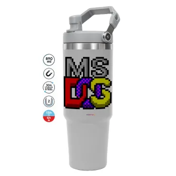 MsDos, GREY color, 890ml (30oz) stainless Steel Tumbler with Handle