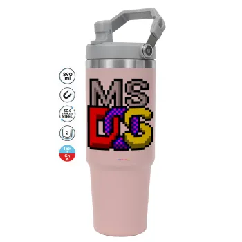 MsDos, Pink color, 890ml (30oz) stainless Steel Tumbler with Handle