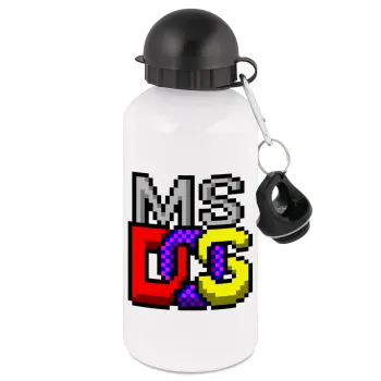 MsDos, Metal water bottle, White, aluminum 500ml
