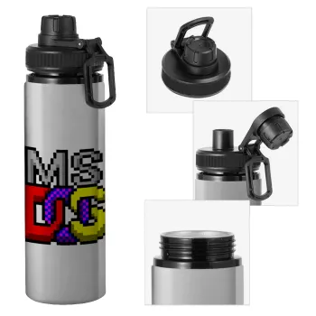 MsDos, Metallic water bottle with safety cap, 850ml aluminum