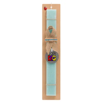 MsDos, Easter Set, wooden keychain & aromatic flat Easter candle (30cm) (TURQUOISE)