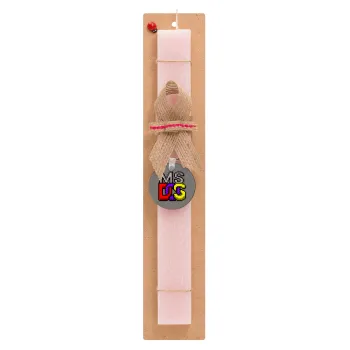 MsDos, Easter Set, wooden keychain & scented flat Easter candle (30cm) (PINK)