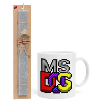 MsDos, Πασχαλινή Λαμπάδα με Κούπα κεραμική (330ml) & κερί αρωματικό πλακέ (30cm) (ΓΚΡΙ)