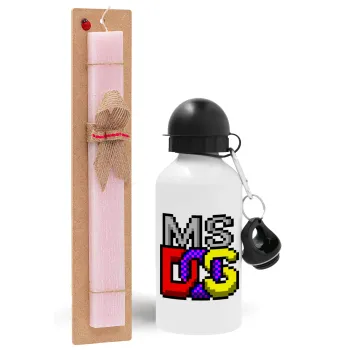 MsDos, Easter Set, metallic aluminum bottle (500ml) & aromatic flat Easter candle (30cm) (PINK)
