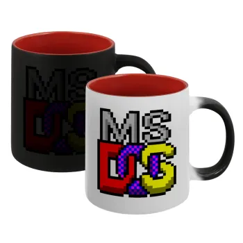 MsDos, Κούπα Μαγική εσωτερικό κόκκινο, κεραμική, 330ml που αλλάζει χρώμα με το ζεστό ρόφημα