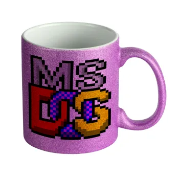 MsDos, Κούπα Μωβ Glitter που γυαλίζει, κεραμική, 330ml
