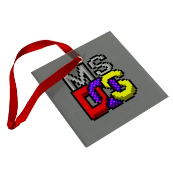 MsDos, Christmas ornament, glass square ornament 9x9cm