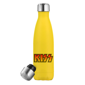 KISS, Μεταλλικό παγούρι θερμός Κίτρινος (Stainless steel), διπλού τοιχώματος, 500ml