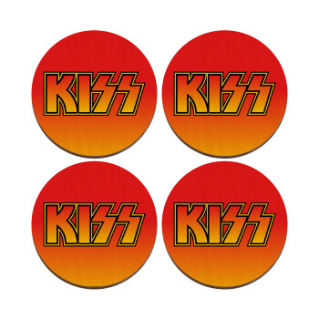KISS, ΣΕΤ x4 Σουβέρ ξύλινα στρογγυλά plywood (9cm)