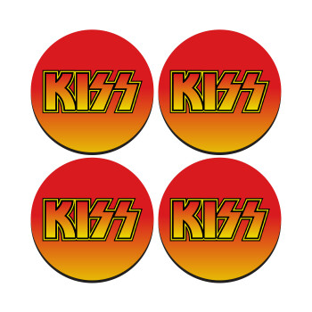 KISS, SET of 4 round wooden coasters (9cm)