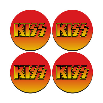 KISS, ΣΕΤ 4 Σουβέρ ξύλινα στρογγυλά (9cm)