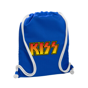 KISS, Τσάντα πλάτης πουγκί GYMBAG Μπλε, με τσέπη (40x48cm) & χονδρά κορδόνια