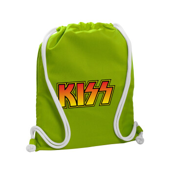KISS, Τσάντα πλάτης πουγκί GYMBAG LIME GREEN, με τσέπη (40x48cm) & χονδρά κορδόνια