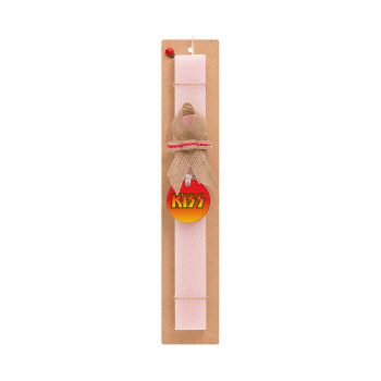 KISS, Easter Set, wooden keychain & scented flat Easter candle (30cm) (PINK)