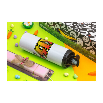 KISS, Easter candle,Travel Tumbler 2 Lids, with metal straw & cleaning brush & aromatic flat candle (30cm) (PINK)