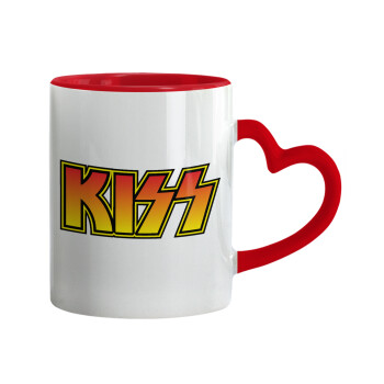 KISS, Mug heart red handle, ceramic, 330ml