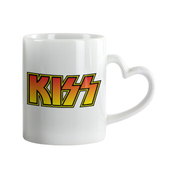 KISS, Mug heart handle, ceramic, 330ml