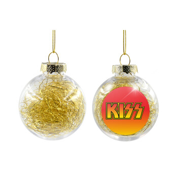 KISS, Χριστουγεννιάτικη μπάλα δένδρου διάφανη με χρυσό γέμισμα 8cm