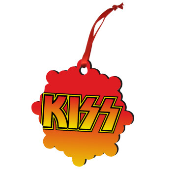 KISS, Christmas ornament snowflake wooden 7.5cm
