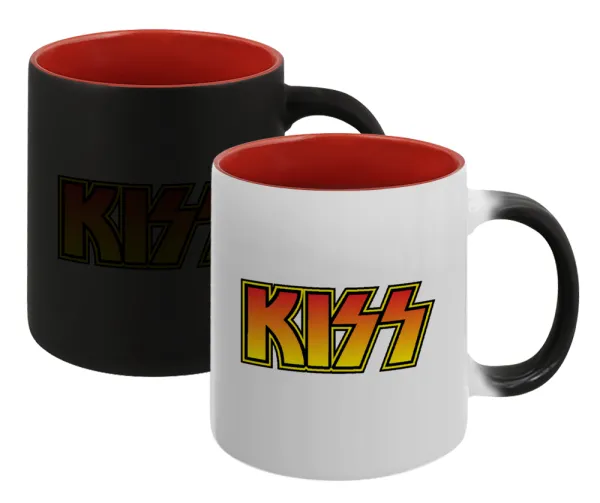 KISS — Magic mug with red interior, ceramic, 330ml, changes colour with hot drinks