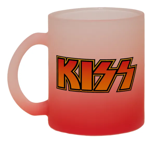 KISS — Κούπα γυάλινη δίχρωμη με βάση το κόκκινο ματ, 330ml