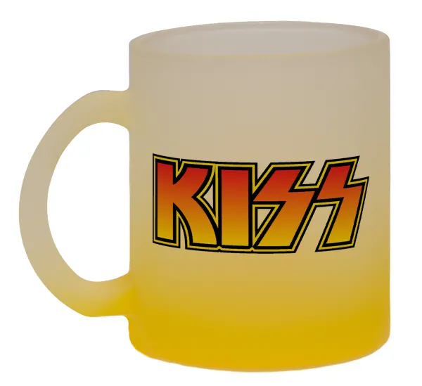 KISS — Κούπα γυάλινη δίχρωμη με βάση το κίτρινο ματ, 330ml